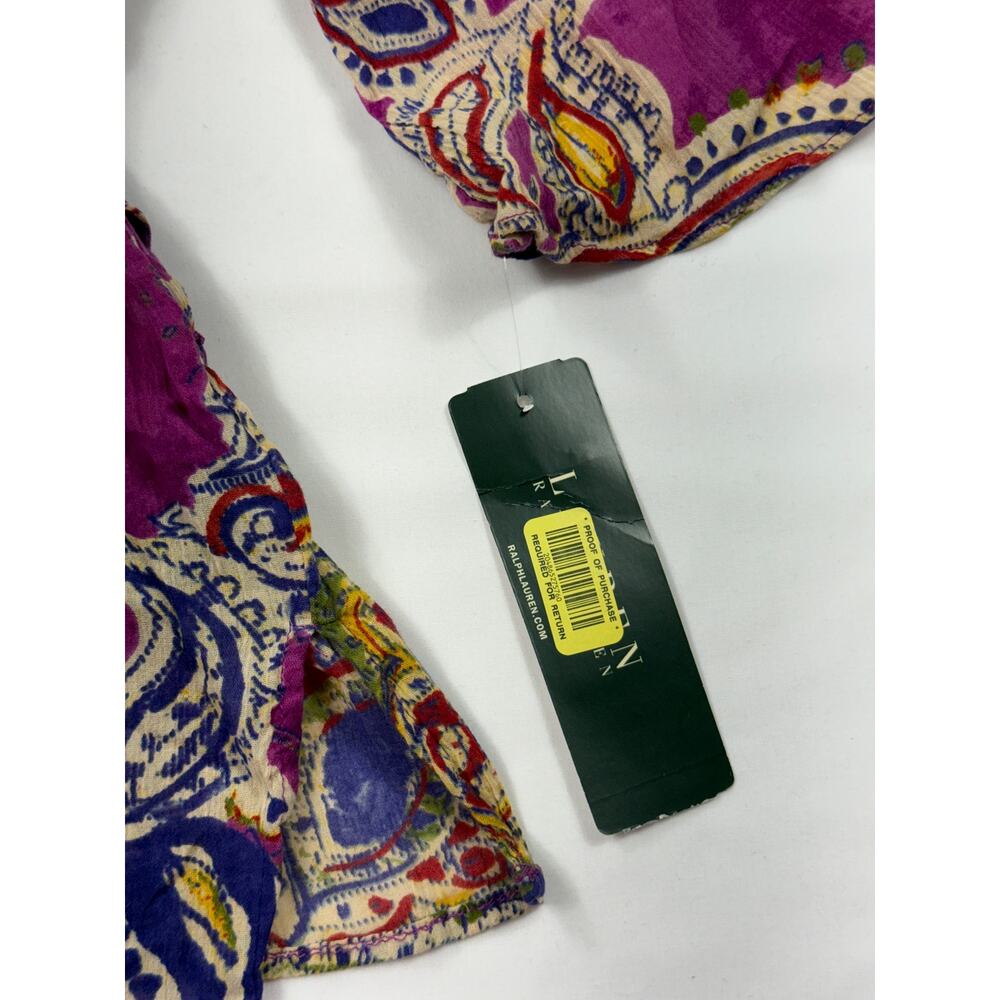 NWT Lauren Ralph Lauren M paisley blouse 100% cotton bell sleeves.  - Picture 6 of 12